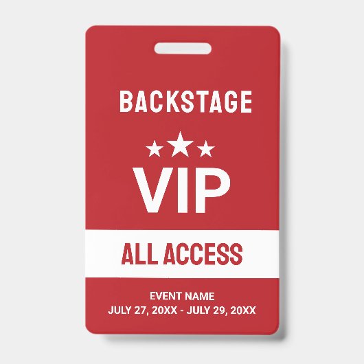 Badge d'ID de carte d'accès VIP rouge (Avant)