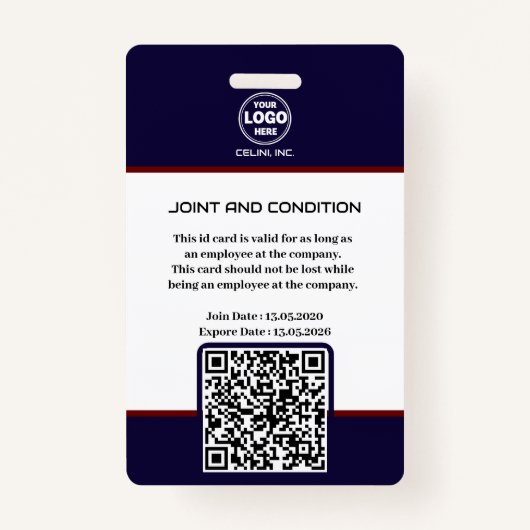 Badge d'ID de sécurité noir avec photo et code QR (Dos)