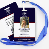 Badge d'ID de sécurité noir avec photo et code QR