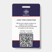 Badge d'ID de sécurité noir avec photo et code QR (Arrière)