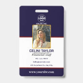 Badge d'ID de sécurité noir avec photo et code QR (Avant)