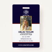 Badge d'ID de sécurité noir avec photo et code QR (Devant)