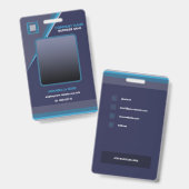 Badge d'ID d'entreprise moderne en bleu profond (Avant & arrière)