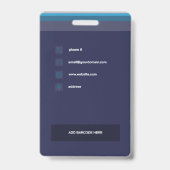 Badge d'ID d'entreprise moderne en bleu profond (Arrière)