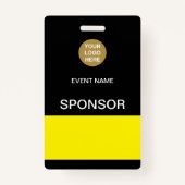 Badge d'ID d'événement du commanditaire jaune noir (Devant)