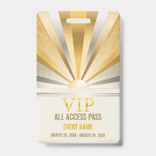 Badge d'ID d'événement VIP All Access Pass