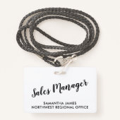 Badge d'ID du gestionnaire de ventes moderne (Devant avec lanière)