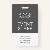 Badge d'ID du personnel de l'événement (Dos)