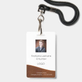 Badge d'ID employé Brown rustique avec code barre (Avant avec lanière)