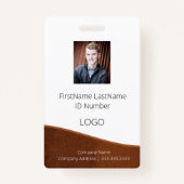 Badge d'ID employé Brown rustique avec code barre (Devant)