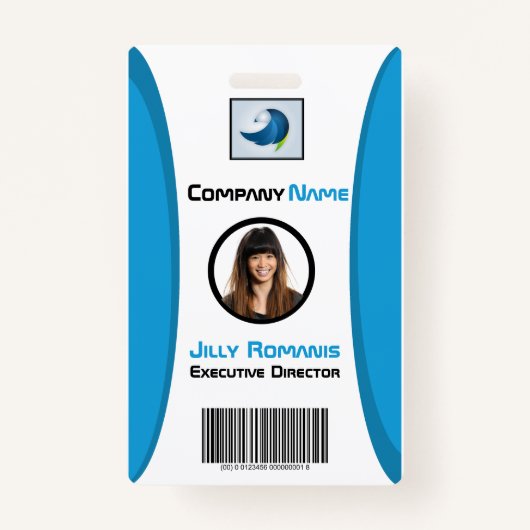 Badge d'ID employé Conception verticale Turquoise  (Devant)