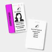 Badge d'ID employé customisé (Avant & arrière)