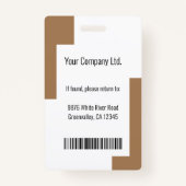 Badge d'ID employé de l'entreprise moderne personn (Dos)