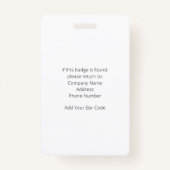 Badge d'ID employé de tableau noir avec code barre (Dos)