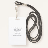 Badge d'ID employé gris clair avec code barre (Derrière avec lanière)