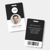 Badge d'ID employé personnalisé avec photo et code (Recto et verso)