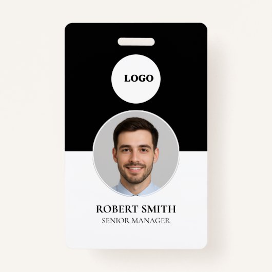 Badge d'ID employé personnalisé avec photo et code (Devant)
