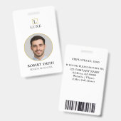 Badge d'ID employé personnalisé avec photo et code (Front & Back)
