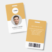 Badge d'ID employé personnalisé avec photo et code (Recto et verso)