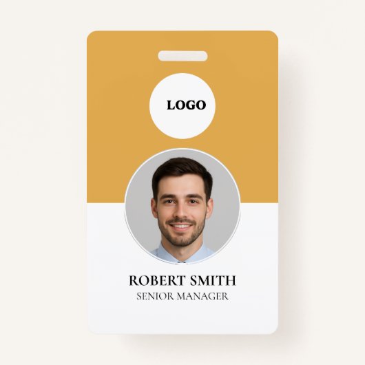Badge d'ID employé personnalisé avec photo et code (Devant)