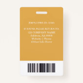 Badge d'ID employé personnalisé avec photo et code (Dos)