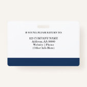 Badge d'ID employé personnalisé avec photo et code (Dos)