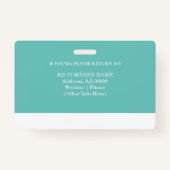 Badge d'ID employé personnalisé avec photo et code (Dos)