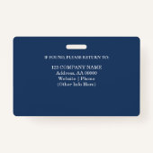 Badge d'ID employé personnalisé avec photo et code (Dos)