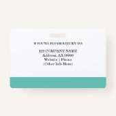 Badge d'ID employé personnalisé avec photo et code (Dos)