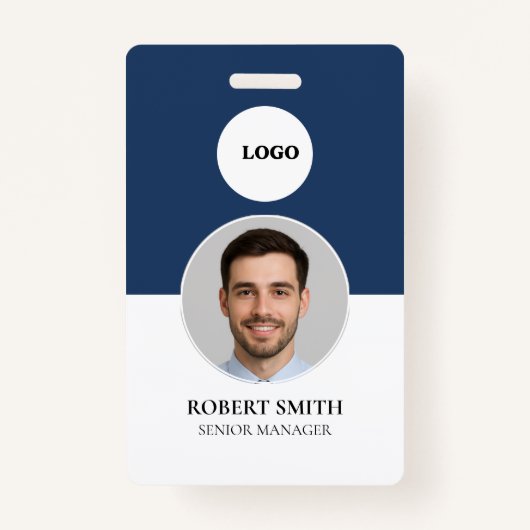 Badge d'ID employé personnalisé avec photo et code (Devant)
