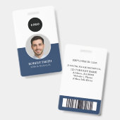 Badge d'ID employé personnalisé avec photo et code (Avant & arrière)