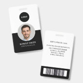 Badge d'ID employé personnalisé avec photo et code (Recto et verso)