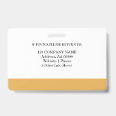 Badge d'ID employé personnalisé avec photo et code (Dos)