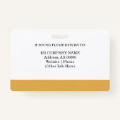 Badge d'ID employé personnalisé avec photo et code (Dos)