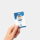 Badge d'ID employé personnalisé de vague bleue (Manuel / portable)