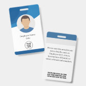 Badge d'ID employé personnalisé de vague bleue (Avant & arrière)