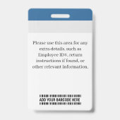 Badge d'ID employé personnalisé de vague bleue (Arrière)