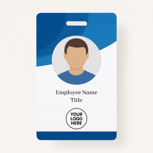 Badge d'ID employé personnalisé de vague bleue (Devant)