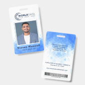 Badge d'ID employé personnalisé géométrique bleu (Front & Back)