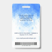 Badge d'ID employé personnalisé géométrique bleu (Back)