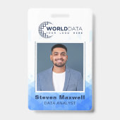 Badge d'ID employé personnalisé géométrique bleu (Front)