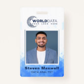 Badge d'ID employé personnalisé géométrique bleu (Devant)