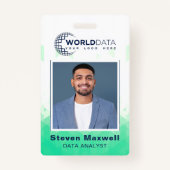 Badge d'ID employé personnalisé géométrique vert (Devant)