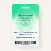 Badge d'ID employé personnalisé géométrique vert (Dos)