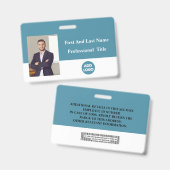 Badge d'ID employé personnalisé - Nom, Photo, Code (Front & Back)