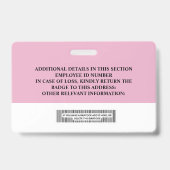 Badge d'ID employé personnalisé - Nom, Photo, Code (Back)