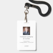 Badge d'ID employé professionnel simple avec code  (Avant avec lanière)