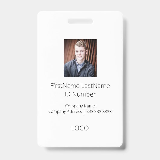 Badge d'ID employé professionnel simple avec code  (Avant)