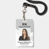 Badge d'ID Médicale gris professionnel avec code b (Avant avec lanière)