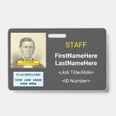 Badge d'ID membre du personnel simple (Back)